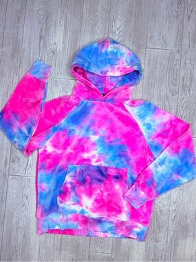 Spark paws tie dye long sleeve plush soft hooded sweatshirt hoodie large